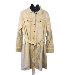 NWT a.n.a Long Sleeve Denim Shirt Dress/Jacket XL 98% Cotton Natural/Cream
